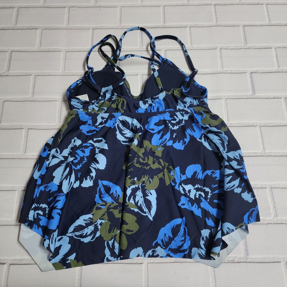 Kona Sol Double Strap Tankini Top Blue Floral Women's Size XS - Picture 4 of 6